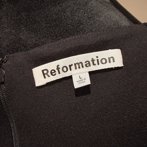 Reformation Elegant Black Off-Shoulder Long Sleeve Holiday Party Dress - Picture 5 of 6